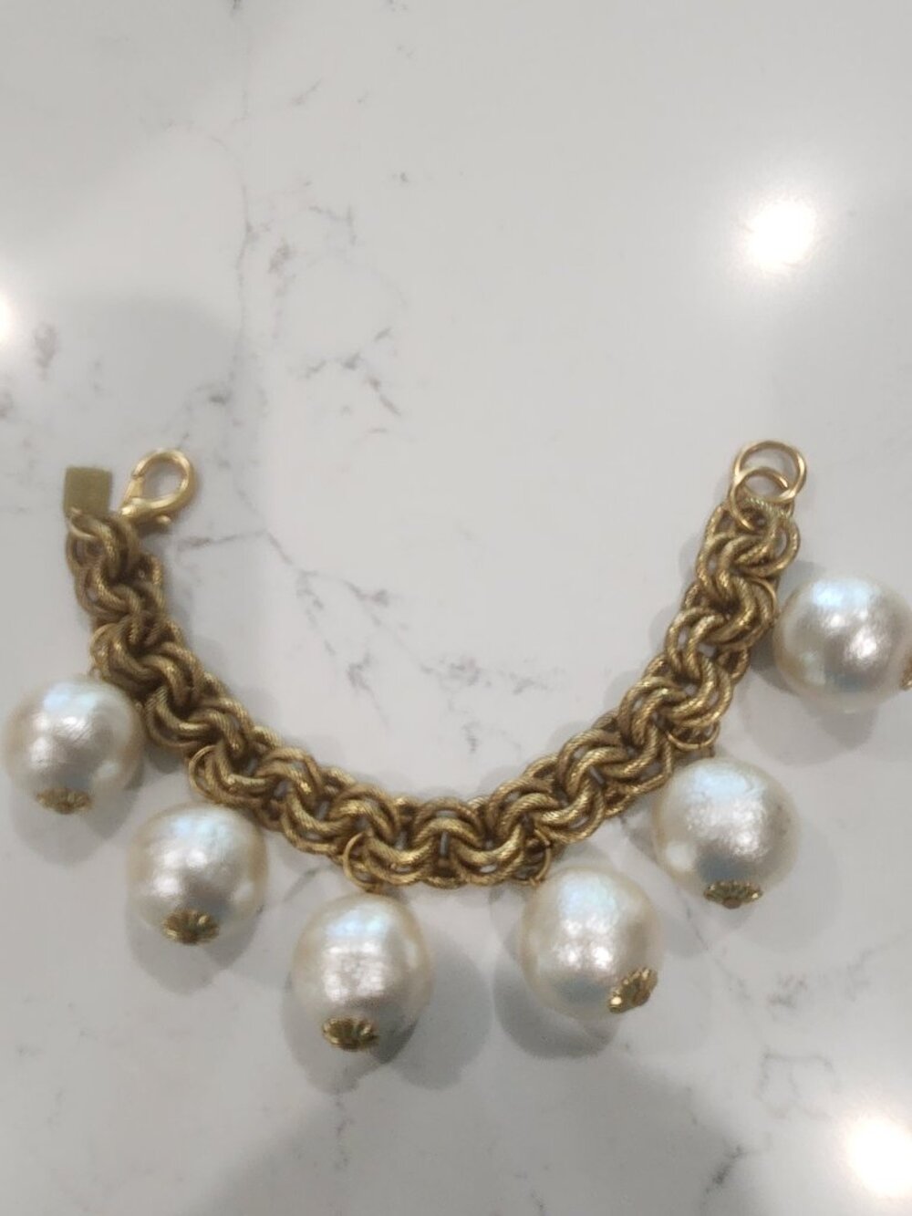 Vintage Chunky Gold-tone Textured Chain Bracelet